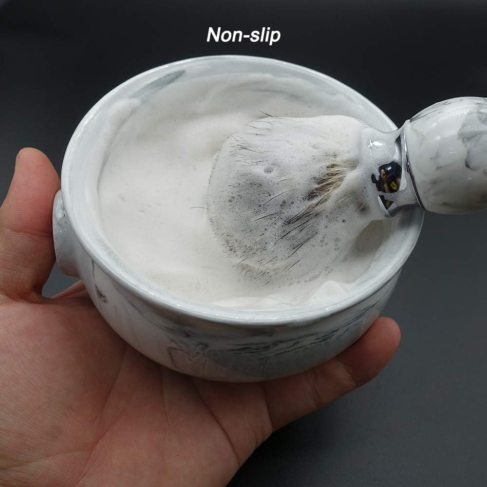 Ceramic Shaving Soap Bowl with Non-slip Handle