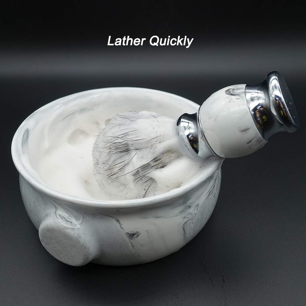 Ceramic Shaving Soap Bowl with Non-slip Handle