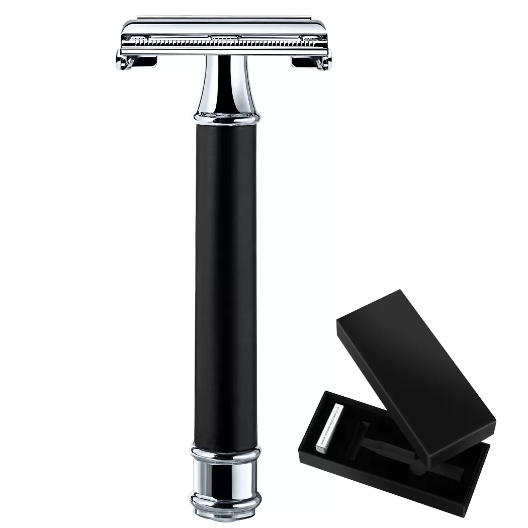 Black metal razor zero waste wet shaver safety razor