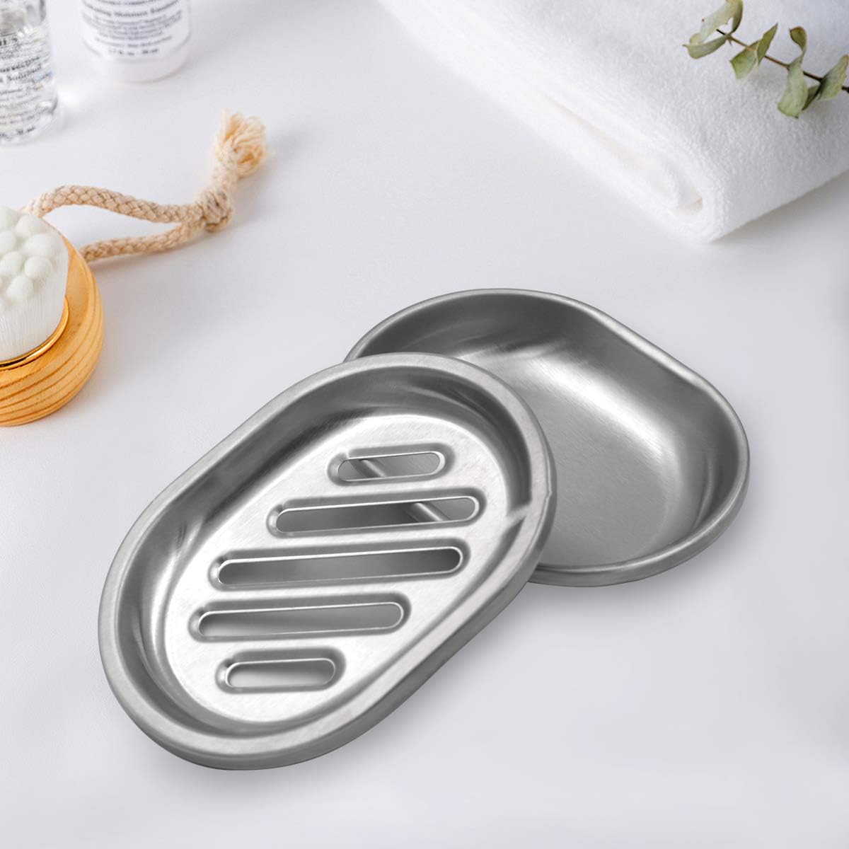 Stainless Steel Stripe Soap Dish Draining Tray