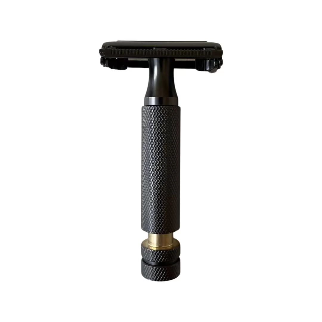 Unique PTO push to open butterfly stubby safety razor